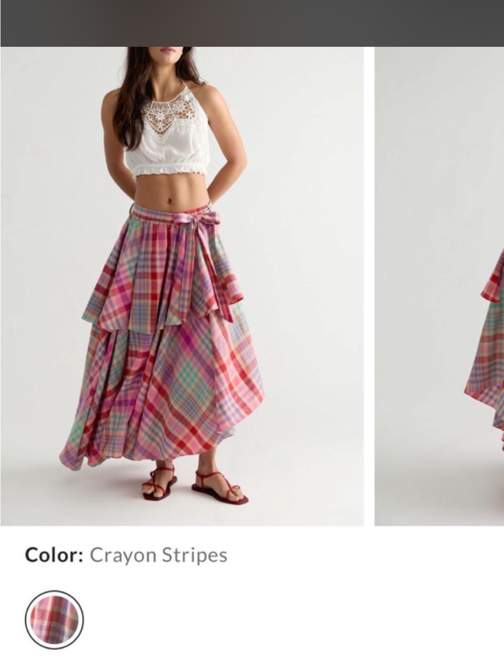 Free People Crayon Stripe Tiered Maxi Skirt - Pink, Blue, Green